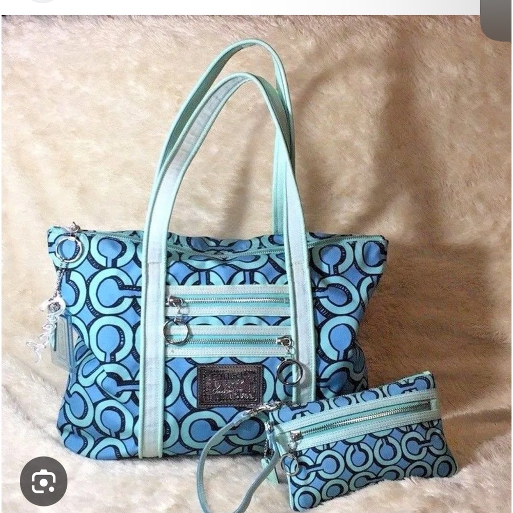 Coach Poppy OP Art Bag and Wristlet